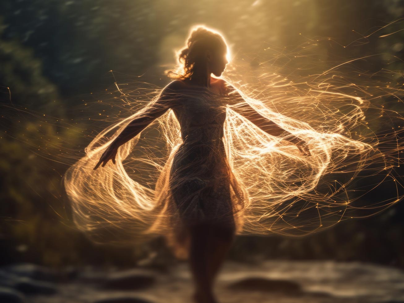 Silhouette eines Mannes vor dem Universum 